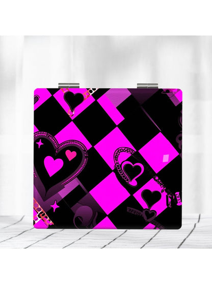 Mirroray - Square Y2K Heart Pattern Compact Folding Mirror