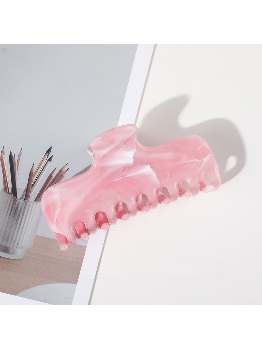 Beau - Marble Swirl Flat Plastic Hair Claw Clip