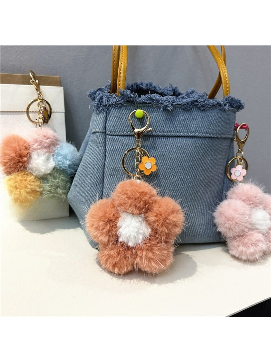 Keypus - Colorful Plush Flower Bag Charm Keychain