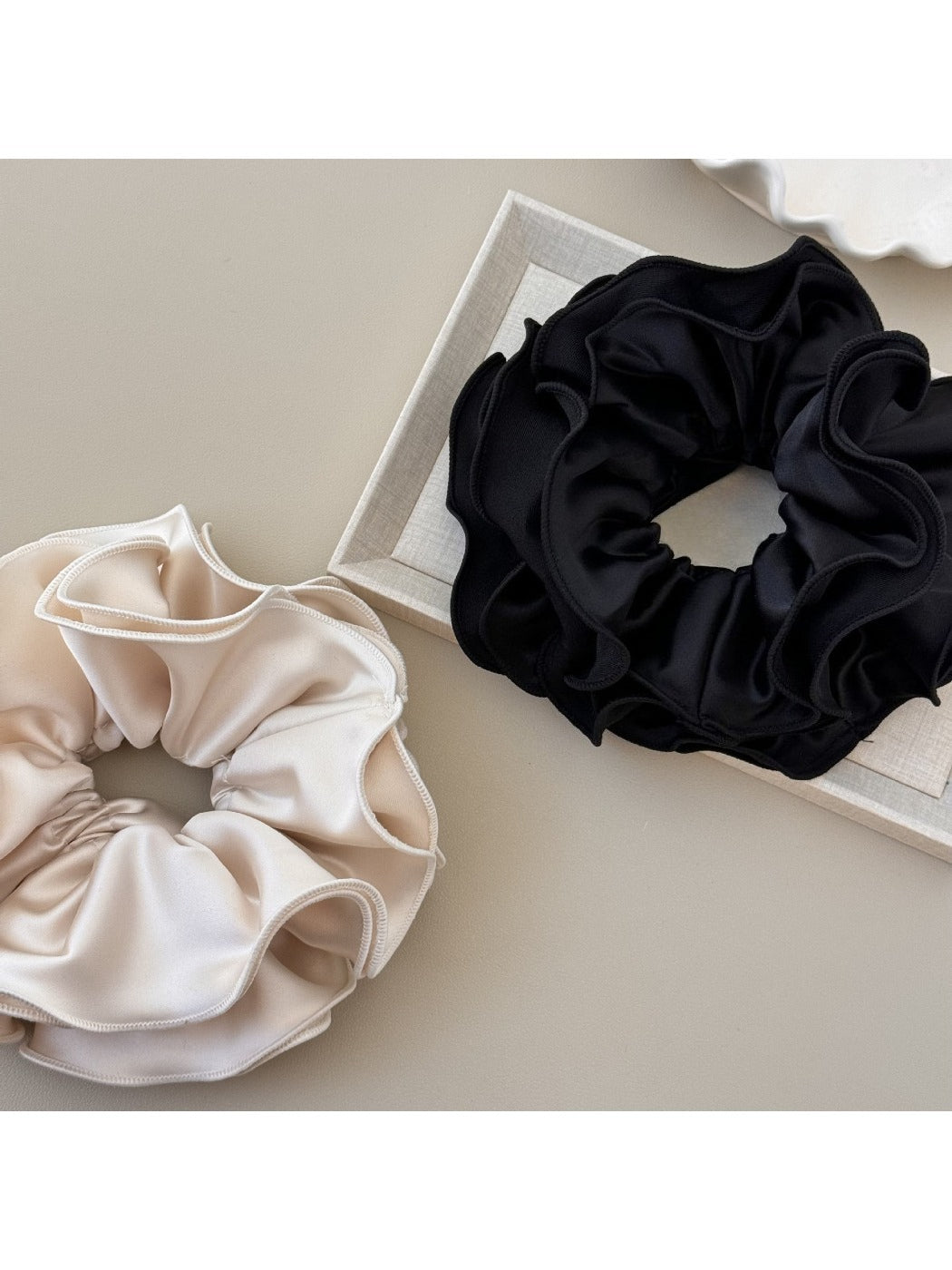Gifty - Double Layer Satin Ruffle Scrunchie