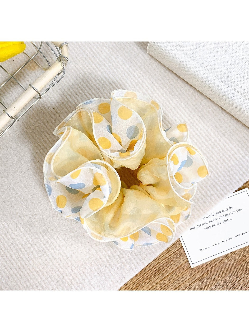 Gifty - Cream Yellow Polka Dot Hair Circle