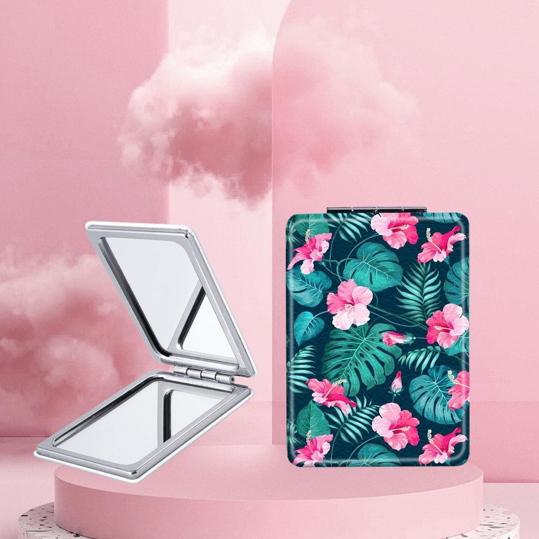 Mirroray - Portable PU Frame Printed Compact Makeup Mirror
