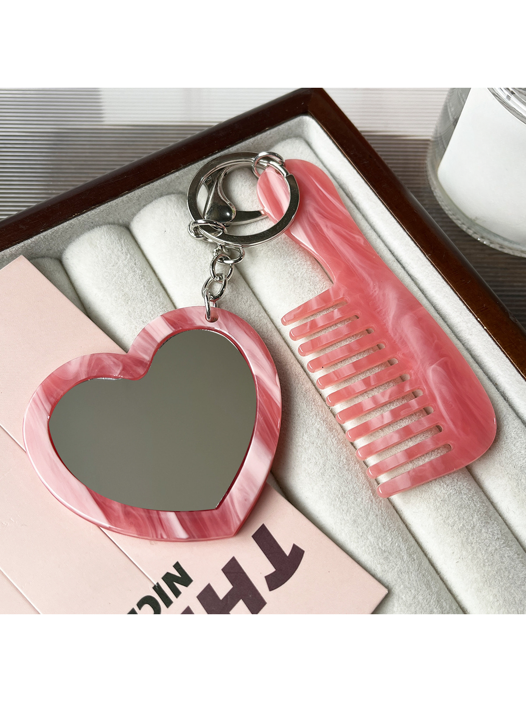 Keypus - Heart Mirror Comb Keychain
