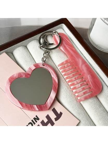 Keypus - Heart Mirror Comb Keychain