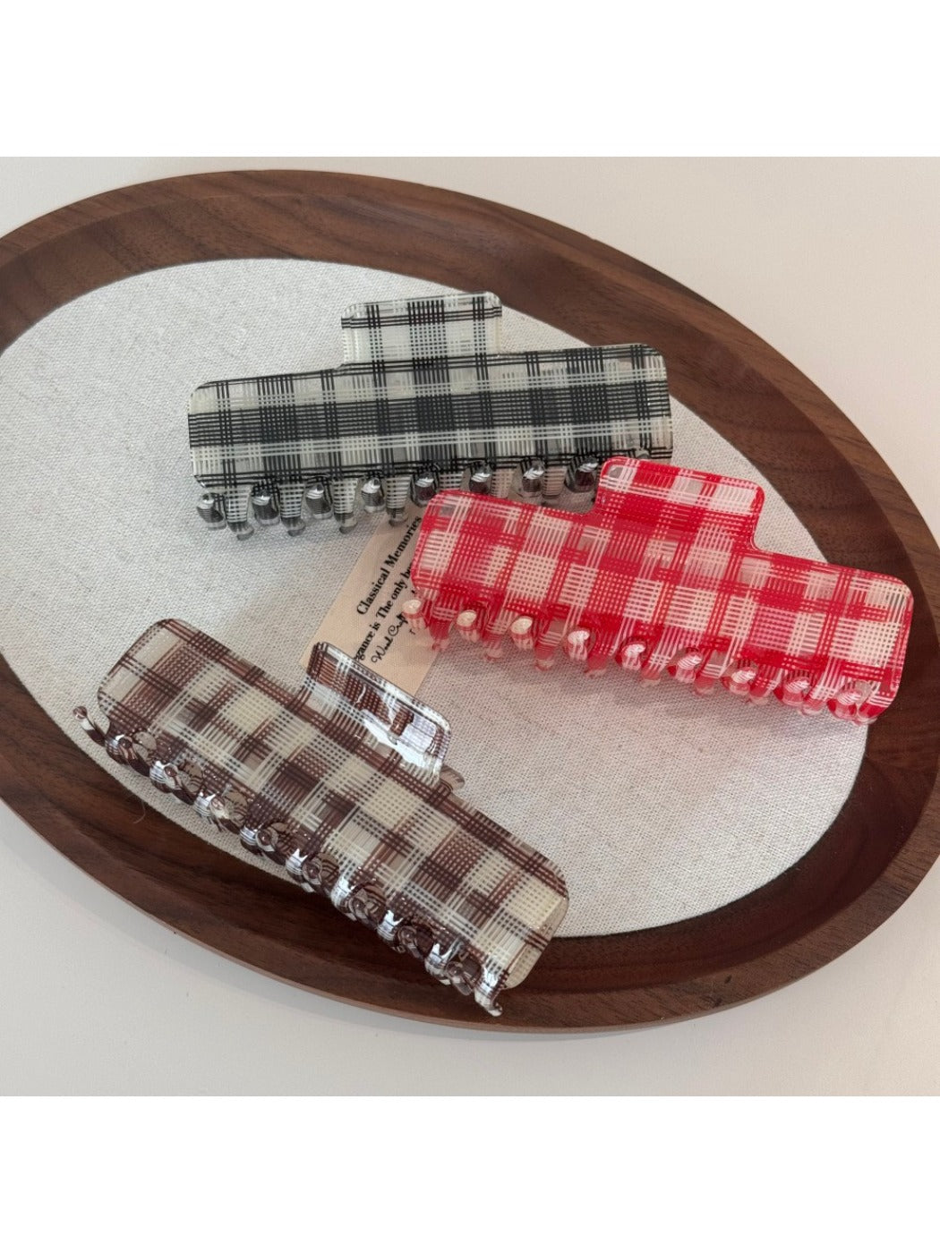 Beau - Vintage Plaid Acetate Hair Claw Clip