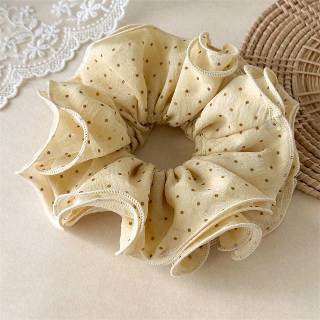 Gifty - Ruffled Polka Dot Polyester Scrunchie