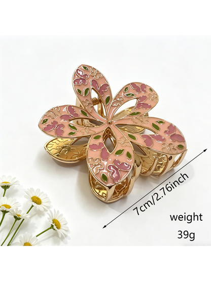 Beau - Openwork Butterfly Floral Hair Claw Clip