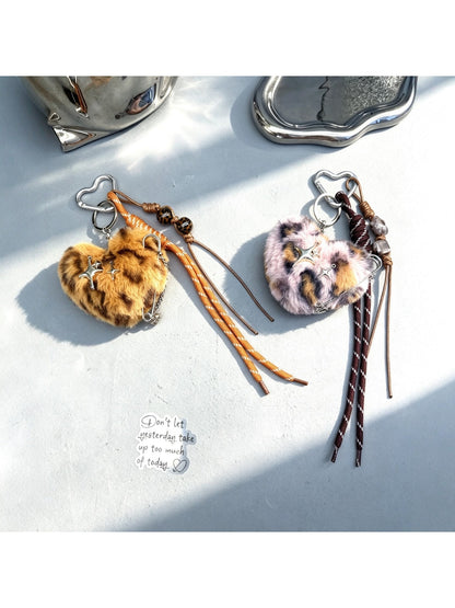 Keypus - Y2K Plush Heart Star Detail Bag Charm Keychain