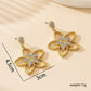 Earedge - Gold Hollow Flower Inlaid Dangle Earrings
