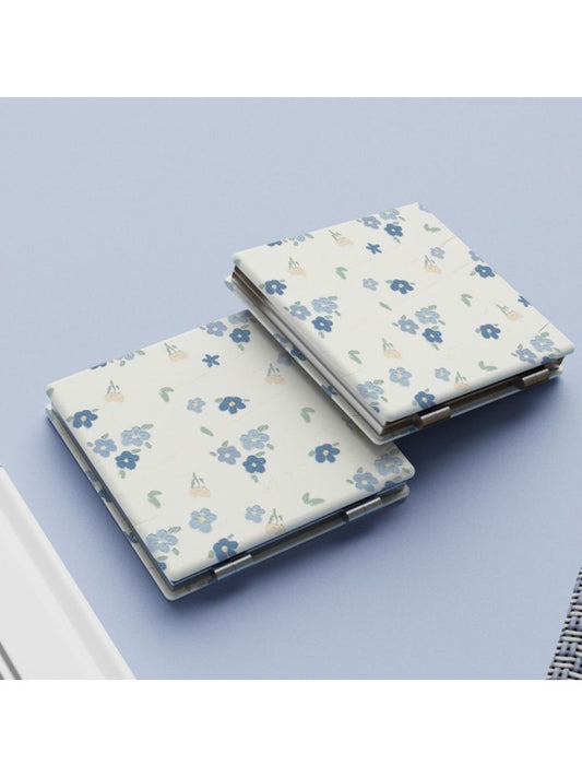 Mirroray - Simple Blue Floral Print Makeup Mirror