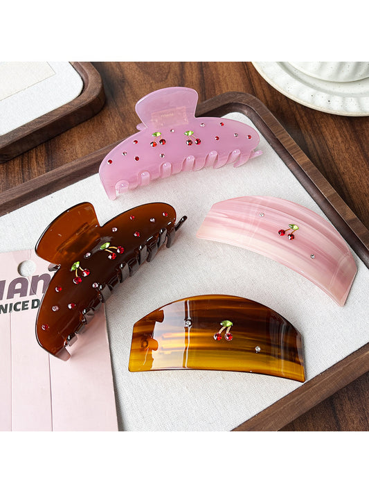 Beau - Cherry Accent Vintage Acetate Hair Claw Clip