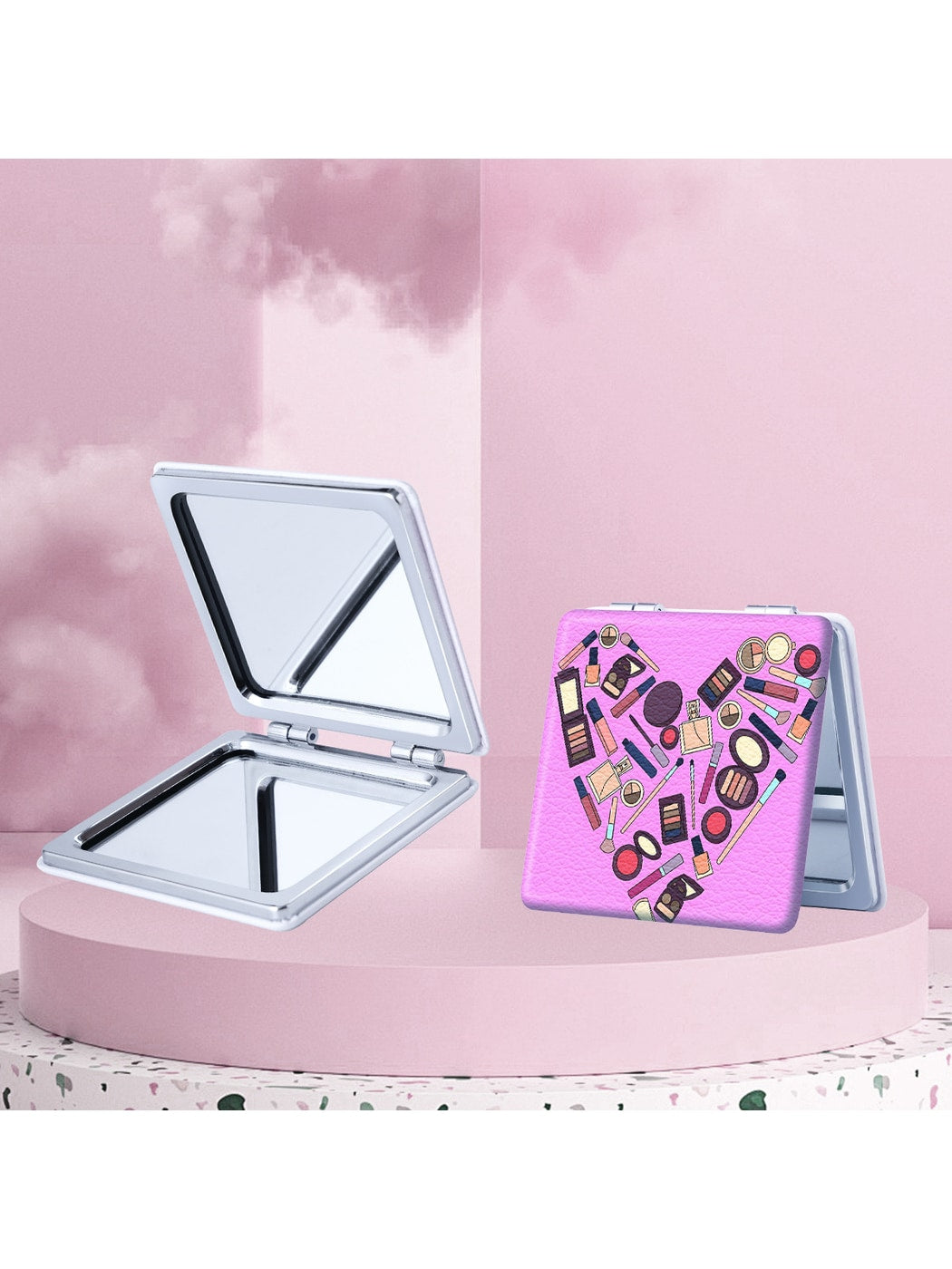 Mirroray - Cartoon Print Portable Folding Makeup Mirror