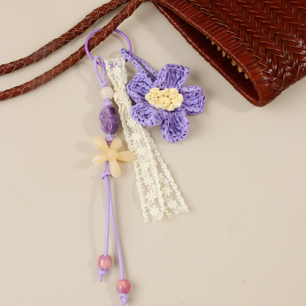 Keypus - Bohemian Floral Bead Bag Pendant Keychain