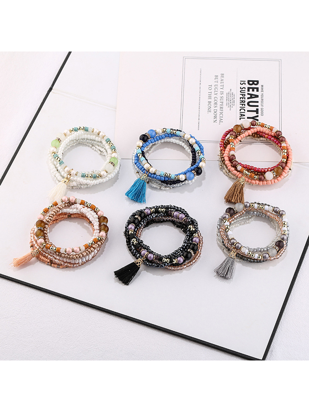 Lovra - Bohemian Tassel Layered Beaded Bracelet