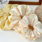 Gifty - Double Sided Pink Yellow Striped Scrunchies