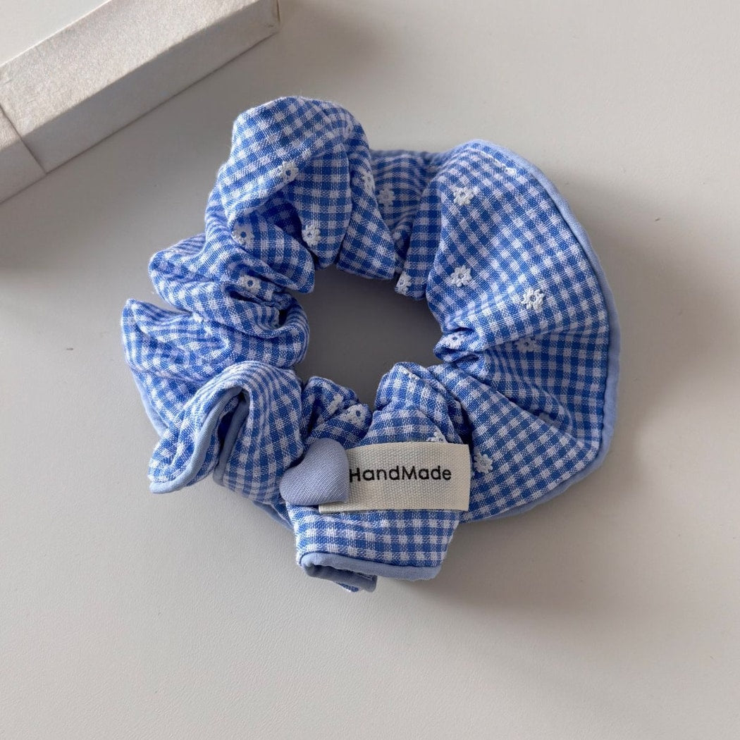 Gifty - Strawberry Detail Plaid Fabric Hair Scrunchie