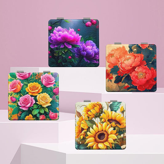 Mirroray - Portable Printed Flower Compact Vanity Mirror