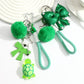 Keypus - Green Pom Pom Bow Turtle Keychain
