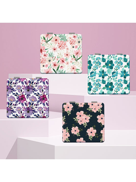 Mirroray - Floral Print Foldable Pocket Makeup Mirror