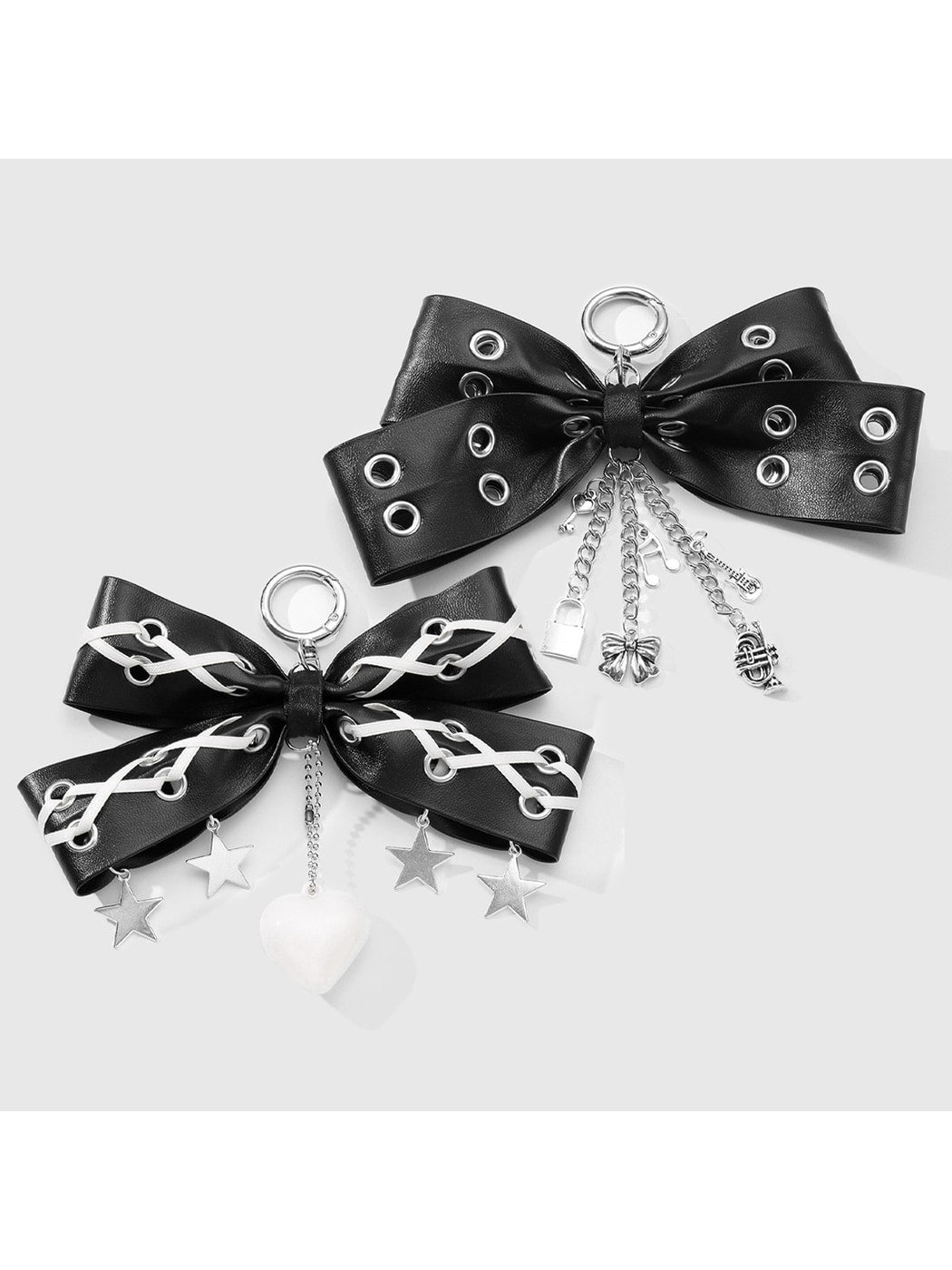 Keypus - Grommet Bow Faux Leather Bag Charm Keychain