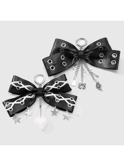 Keypus - Grommet Bow Faux Leather Bag Charm Keychain