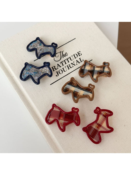 Beau - Plaid Pony-Shaped Side Hair Clip