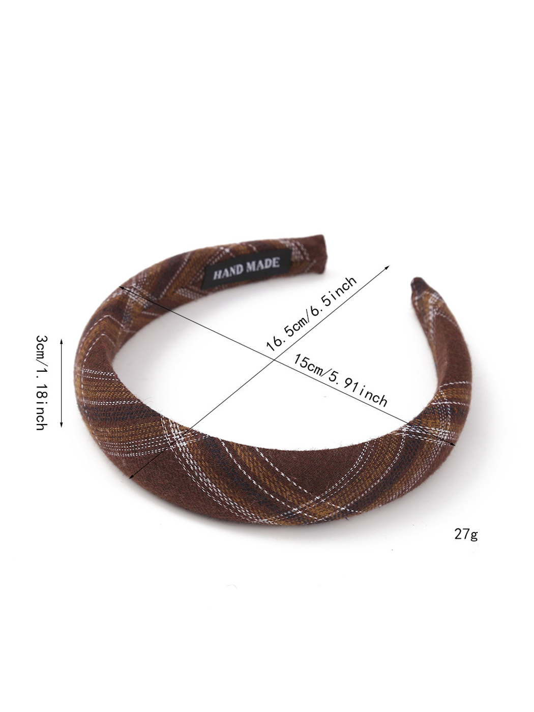 Gifty - Retro Plaid Fabric Wrapped Wide Headband