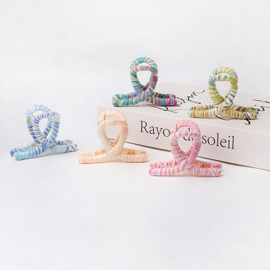 Beau - Colorful Striped Knitted Look Claw Clip