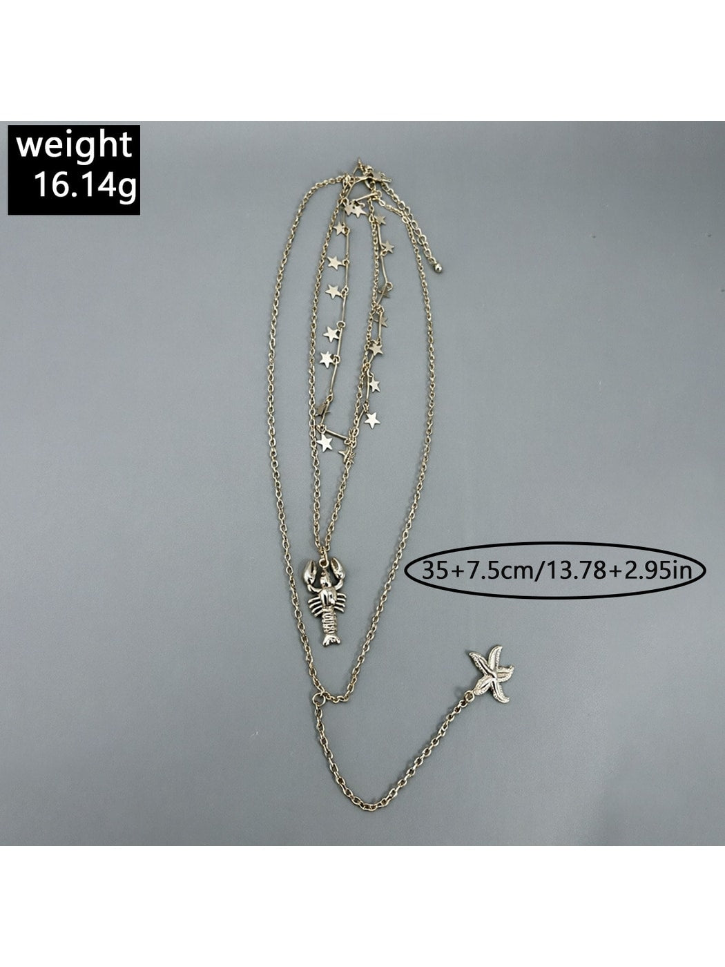 Nozari - Retro Distressed Ocean Charm Layered Necklace