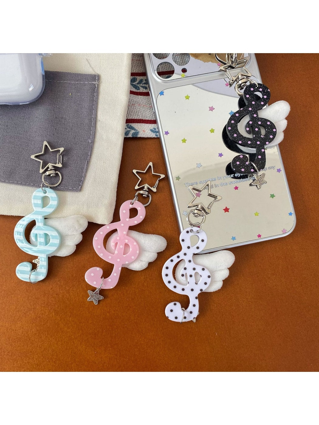 Keypus - Angel Wing Music Note Acrylic Bag Charm Keychain