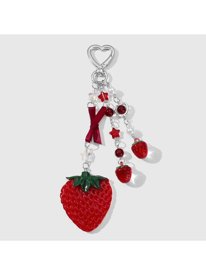 Keypus - Y2K Strawberry Bow Acrylic Bag Charm Keychain