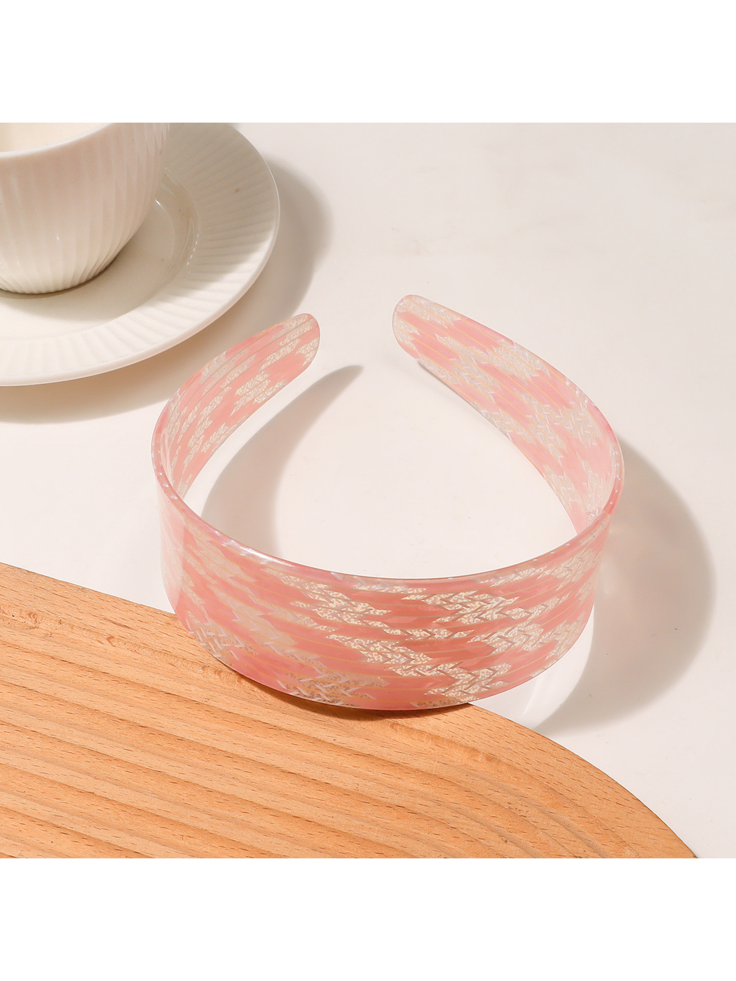 Gifty - Wide Printed Houndstooth Texture Headband