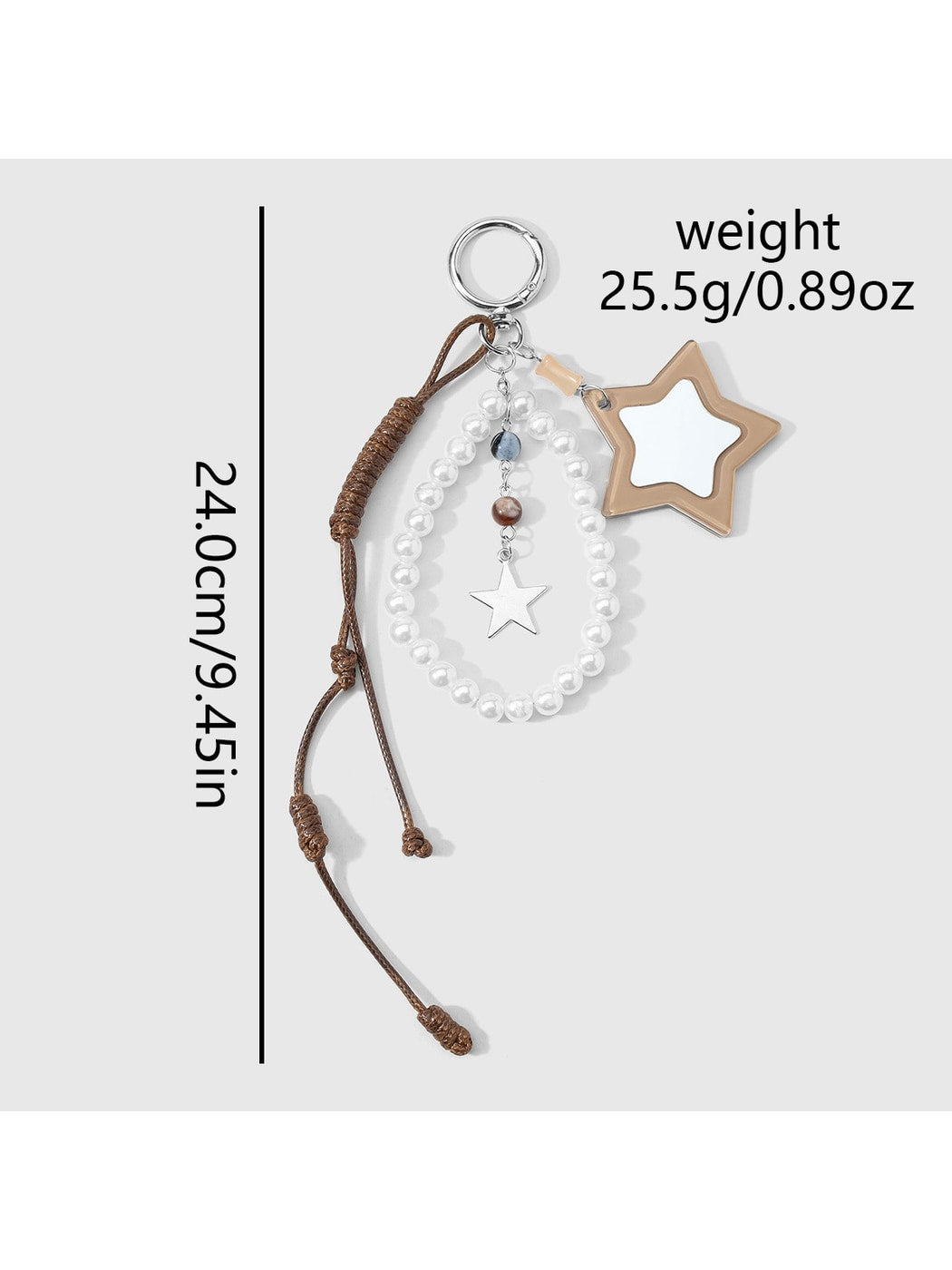 Keypus - Retro Beaded Cord Star Mirror Bag Charm Keychain