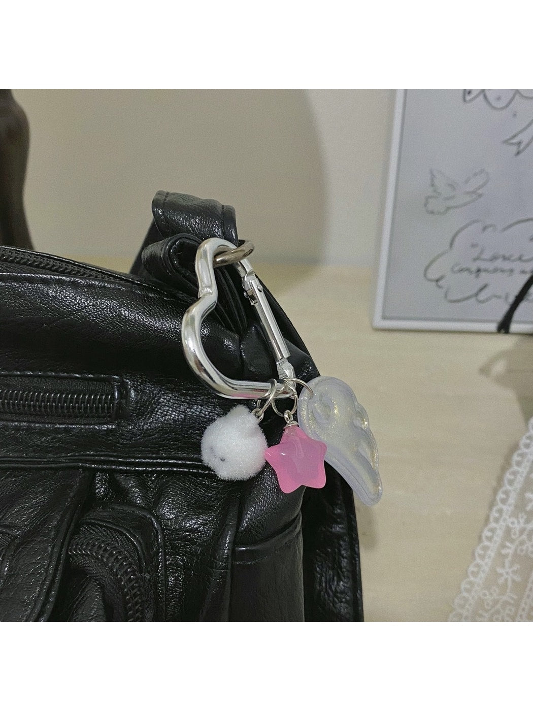 Keypus - Acrylic Bunny Angel Wing Star Bag Charm Keychain