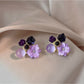 Earedge - Elegant Purple Flower Stud Earrings