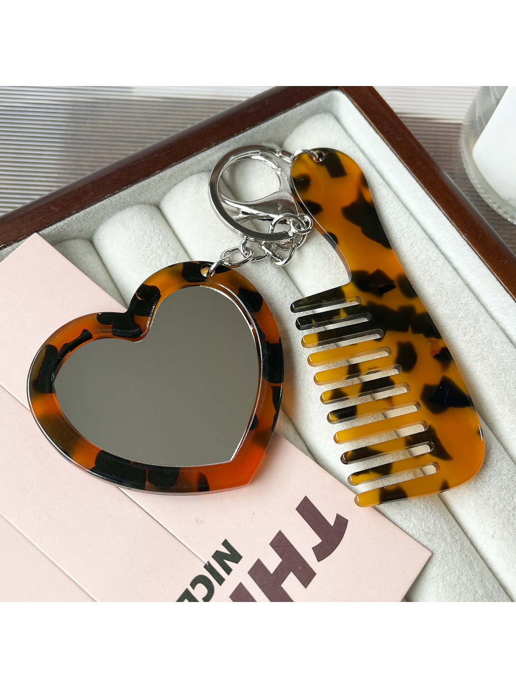 Keypus - Heart Mirror Comb Keychain