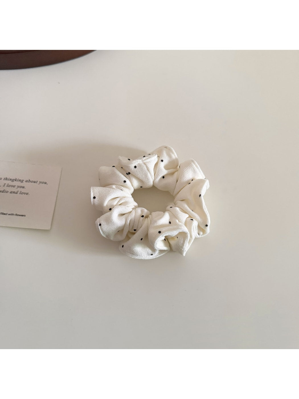Gifty - Polka Dot Ruffled High Elastic Fabric Scrunchie