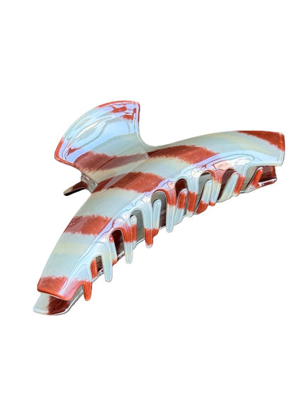 Beau - Fashionable Striped Hair Claw Clip for High Ponytail and Bun