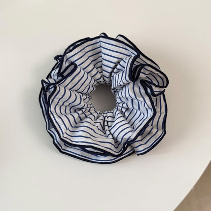 Gifty - Ruffled Striped Polyester Scrunchie
