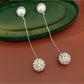 Earedge - Bead Accent Round Chain Drop Fashion Stud Earrings