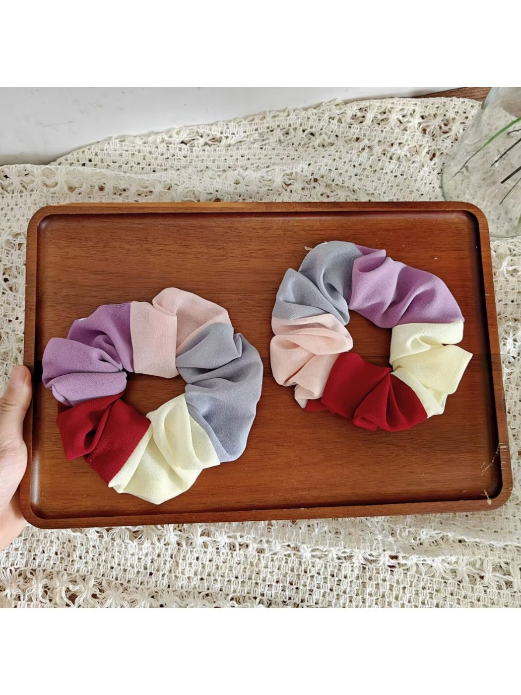 Gifty - Colorblock Plaid Polyester Scrunchie