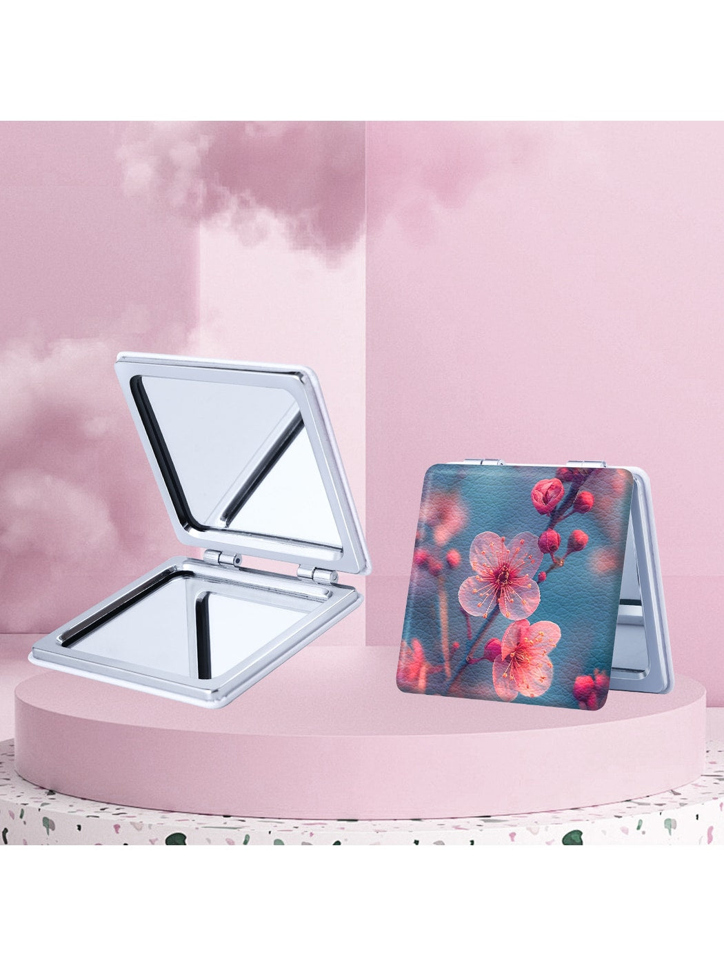 Mirroray - Portable Floral Pattern Folding Mirror