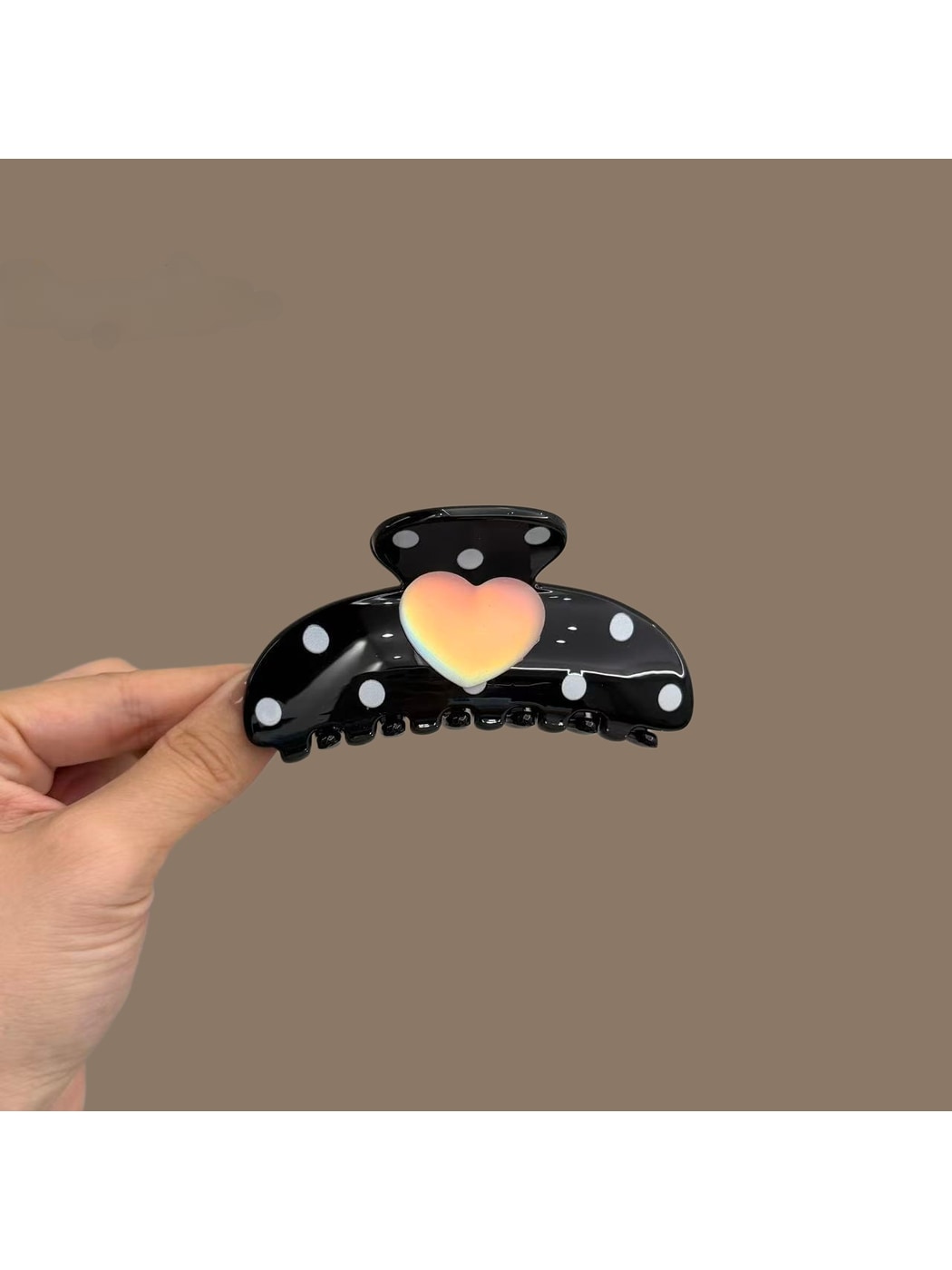 Beau - Heart Polka Dot Glossy PC Alloy Claw Clip