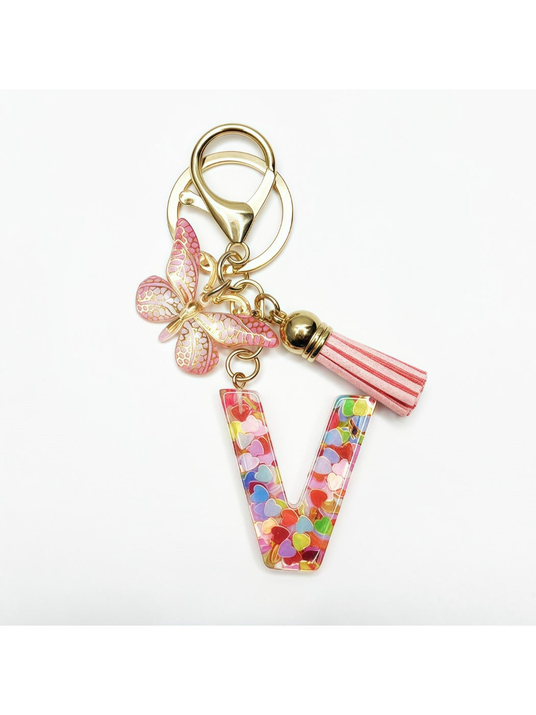 Keypus - Delicate Butterfly Letter Pendant Keychain