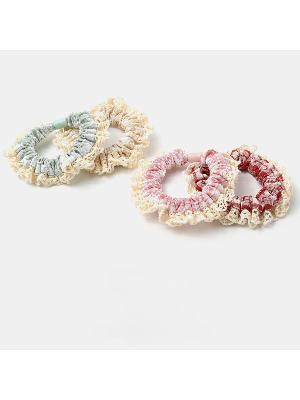 Gifty - Preppy Plaid Lace Scrunchie Set