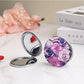 Mirroray - Round Floral Print Portable Folding Makeup Mirror