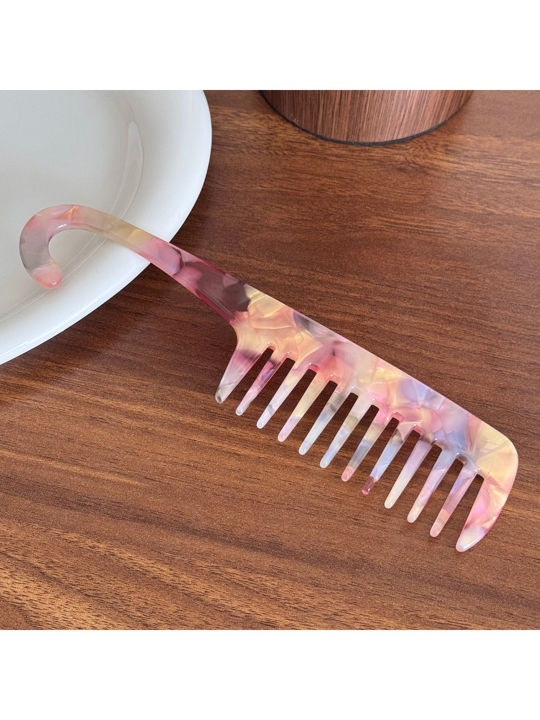 Minimalist Acetate Hair Comb with Hook Portable Long Comb for Travel