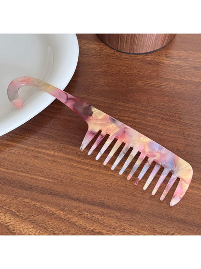 Minimalist Acetate Hair Comb with Hook Portable Long Comb for Travel