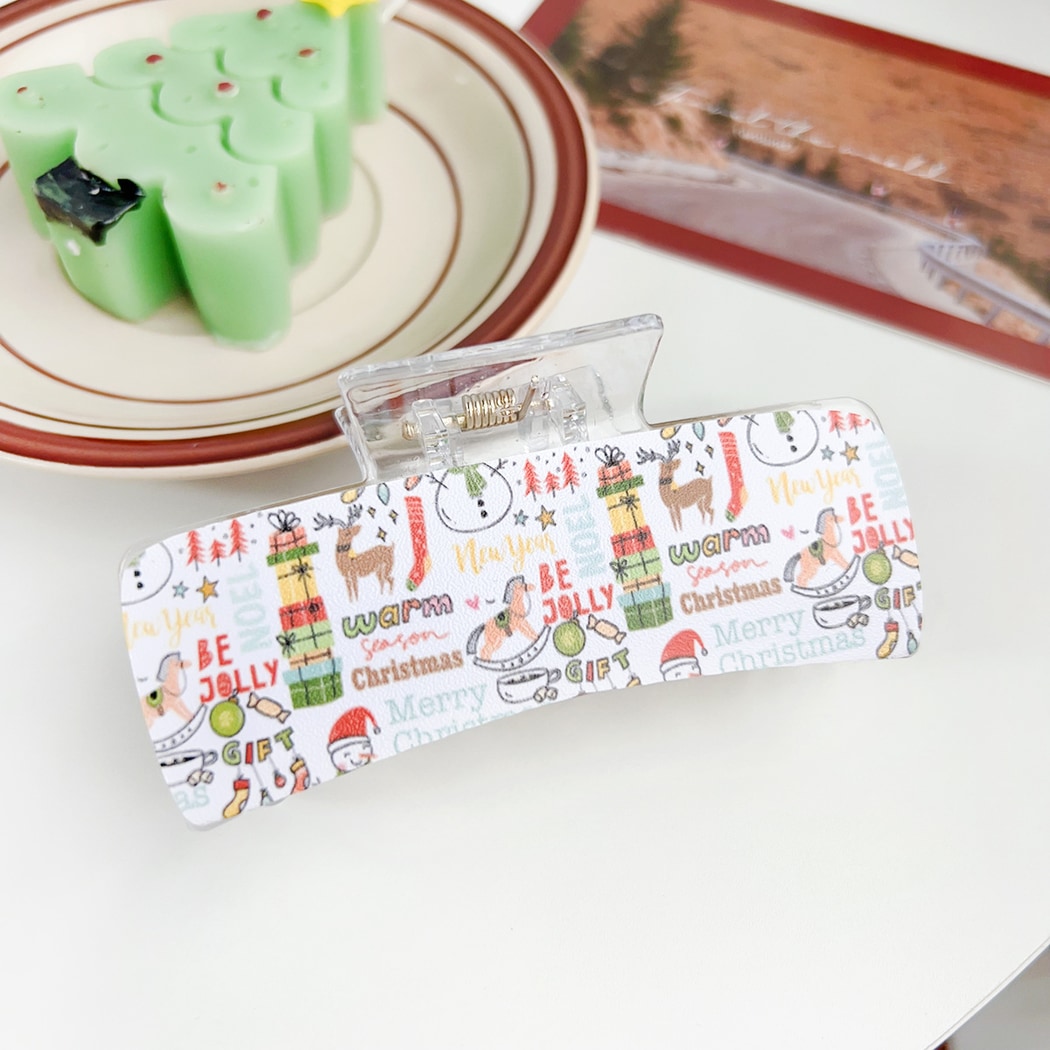Beau - Sweet Christmas Theme Rectangular Claw Clip