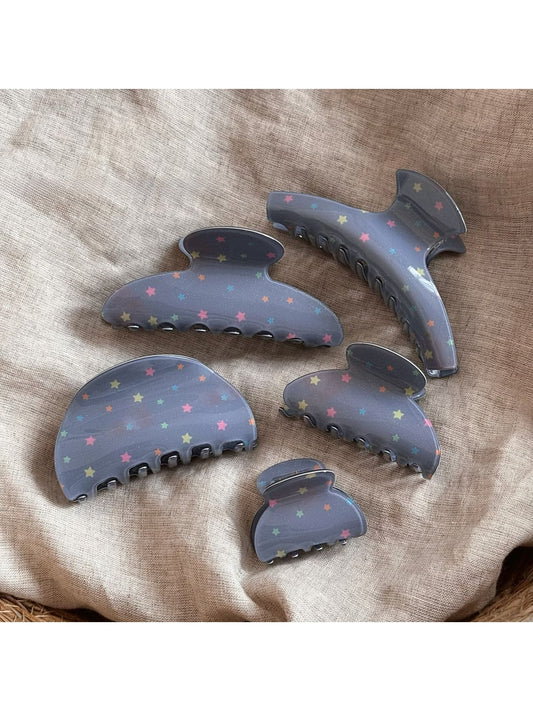 Beau - Mist Blue Acrylic Rectangle Fan Shape Claw Clip